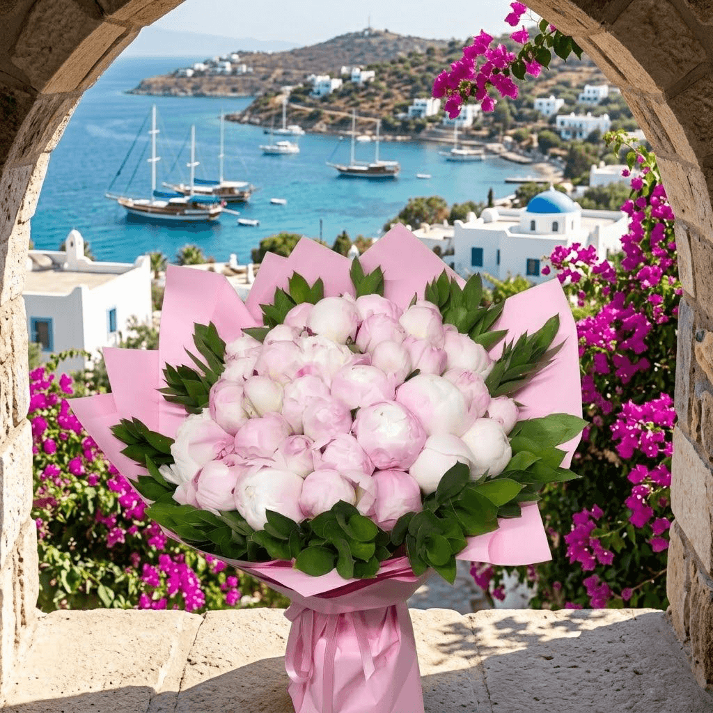 Bodrum Gündoğan çiçek evi açık sarı şakayık buketi
